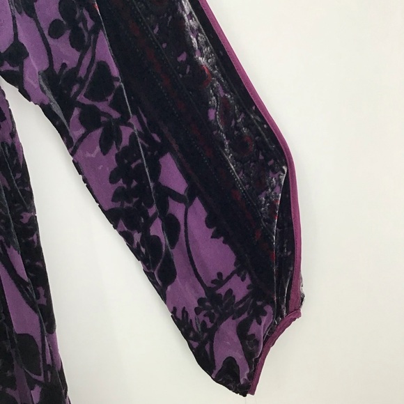 Hale’ Bob NWT Floral Mesh & Velvet Silk Blend Tunic Dress Boho Purple Size Med - Picture 10 of 13
